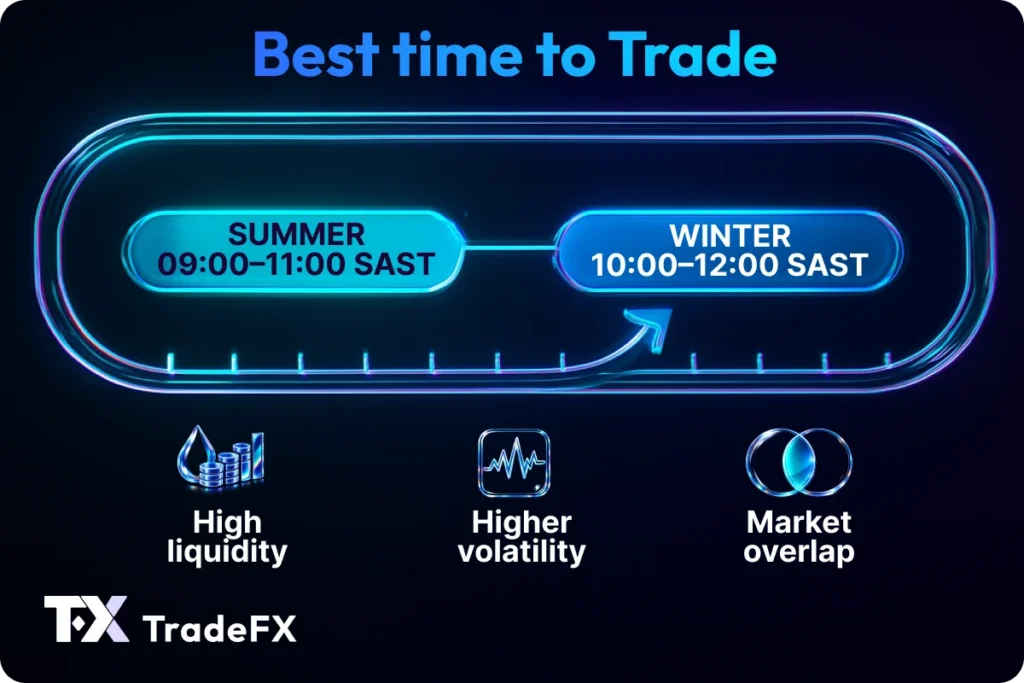Best time to trade infographic placed in the best hours section 2026 TradeFX illustrative media