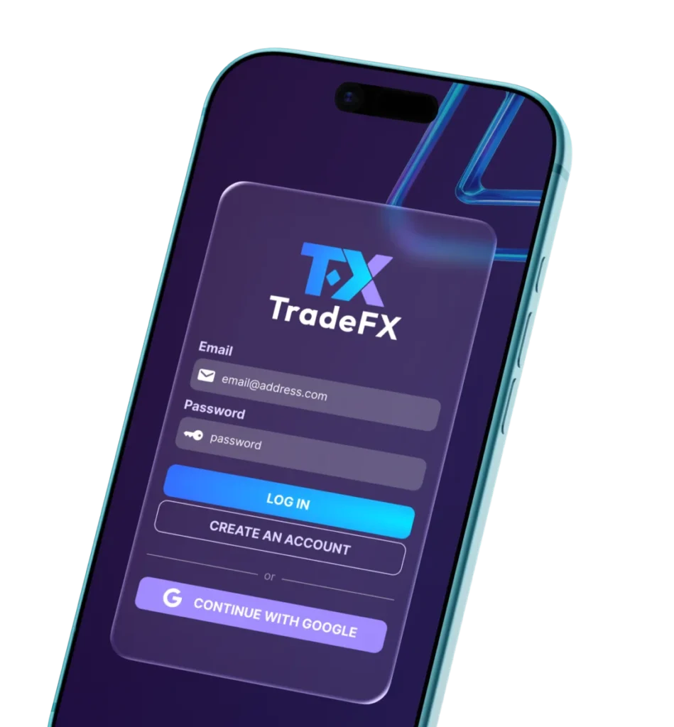 TFX App Login Screen 2026 TradeFX illustrative media